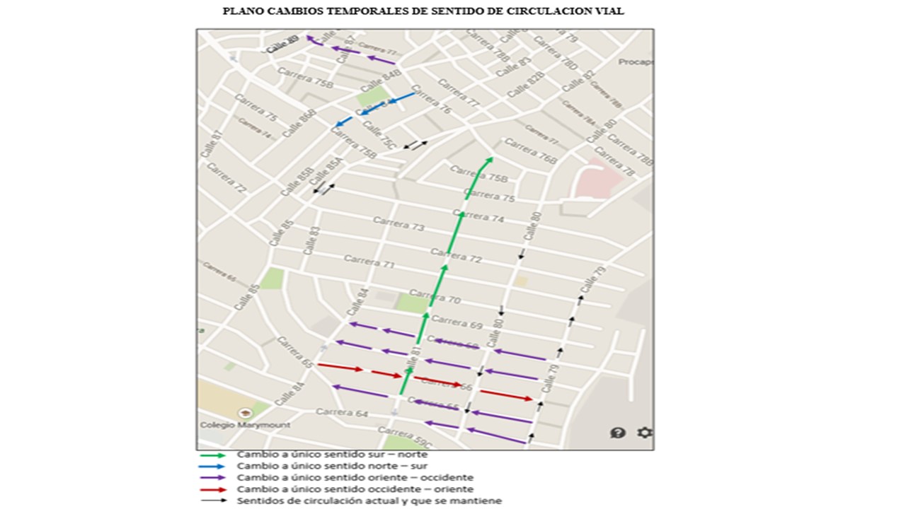 Plano cambios temporales viales