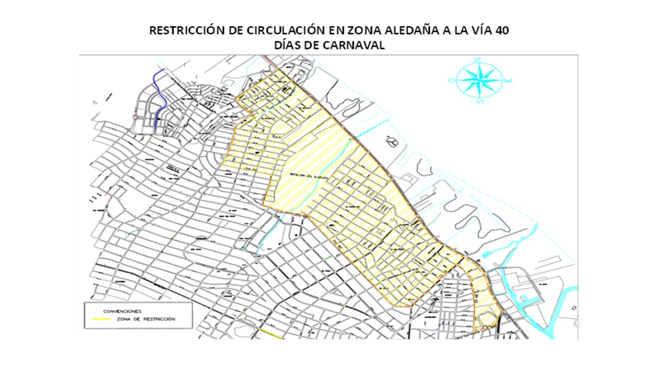 Plano restricción vía 40 carnaval