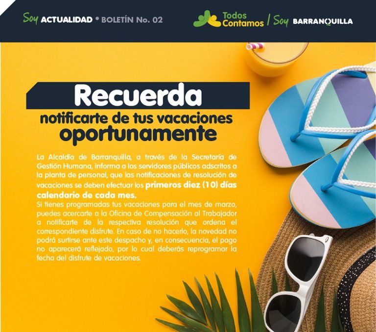 Flyer todos contamos con informacion relacionada con las vacaciones