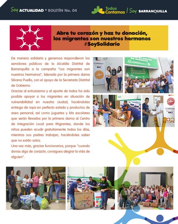 Flyer de todos contamos con información sobre donaciones a hermanos venezolanos