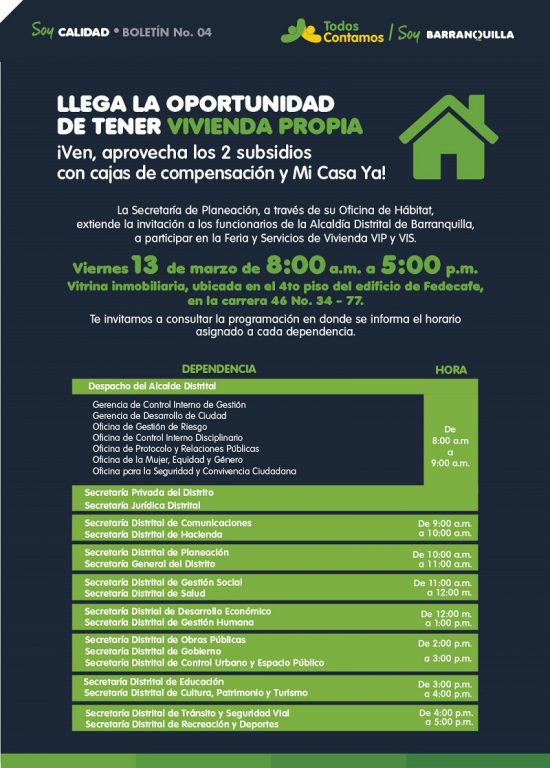 Flyer de todos contamos con información de vivienda propia