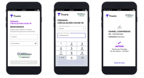 Tres celulares con informacion sobre app tecnología TRUORA