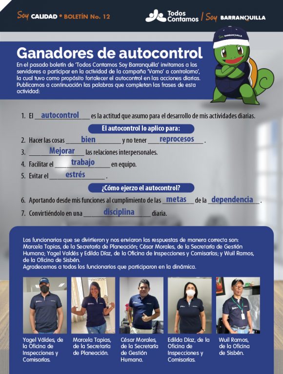 Flyer de todos contamos con ganadores de autocontrol