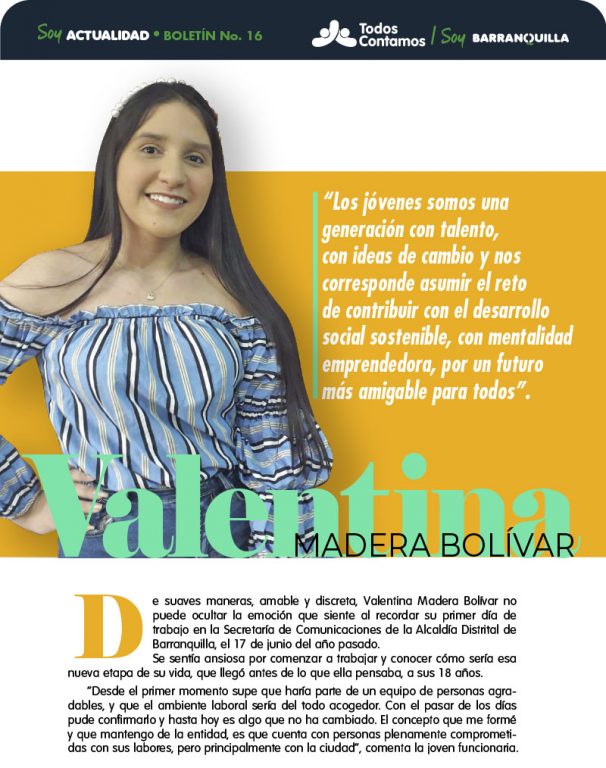 Página Todos Contamos alusivo a Valentina Madera Bolívar