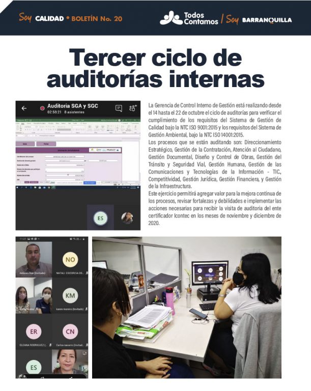 Página Todos Contamos Tercer ciclo de auditorías internas