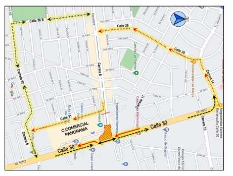 Mapa con cierre de vías