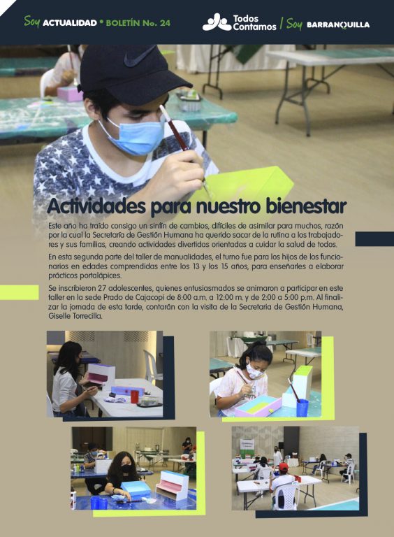 Página Todos Contamos Actividades para nuestro bienestar