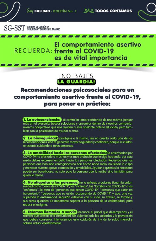 Infografía comportamiento asertivo frente al covid 