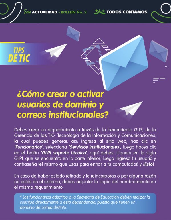 Información activar usuarios de correos institucionales