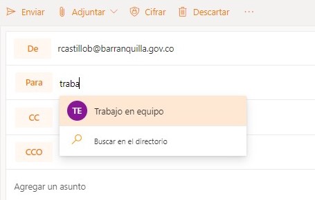 Pantallazo correo enviar a contactos