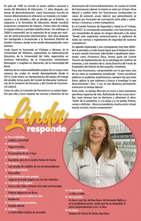 Linda Quant responde en Boletín Interno