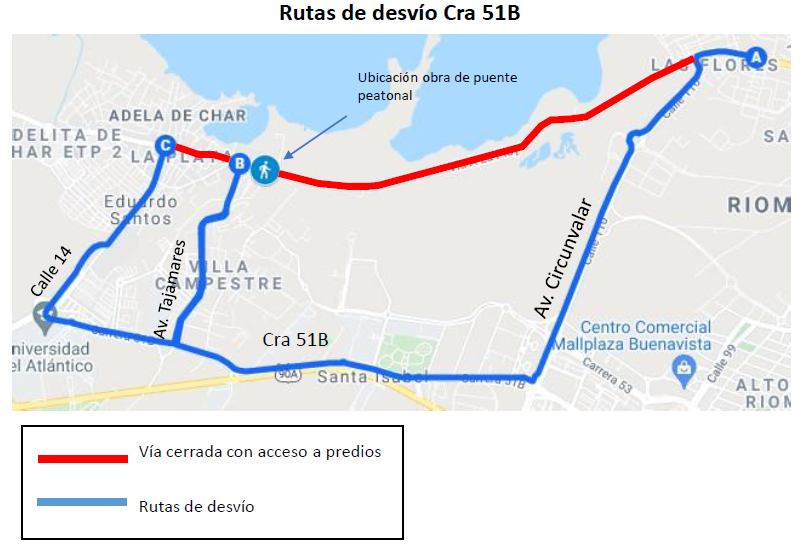 Mapa rutas para cierre de vías.