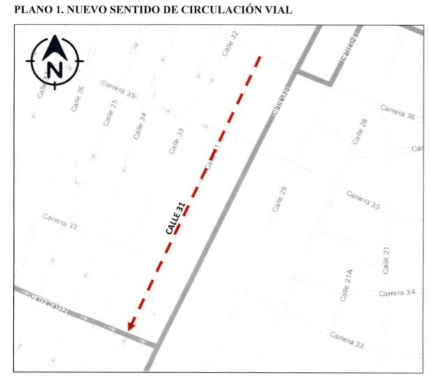 Mapa cambio de sentido vial.