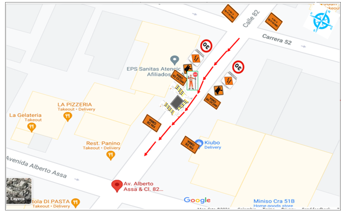 Mapa cierre vial calle 82