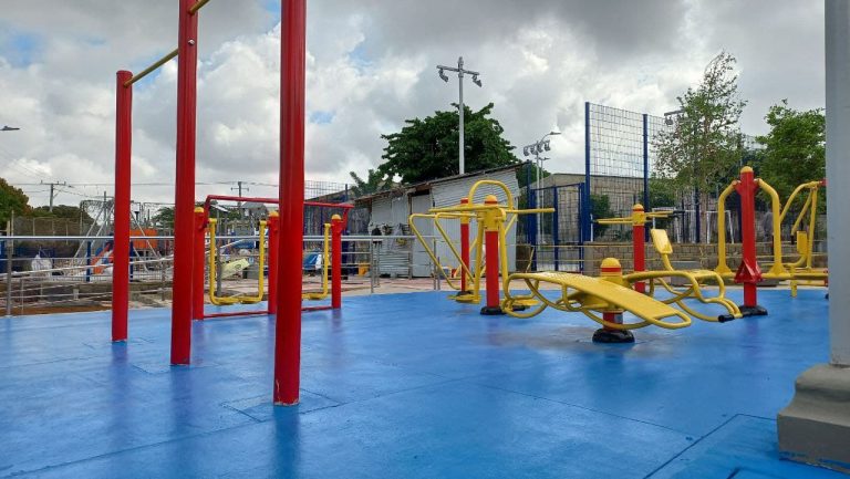 Zona de juegos biosaludables del parque Lipaya.