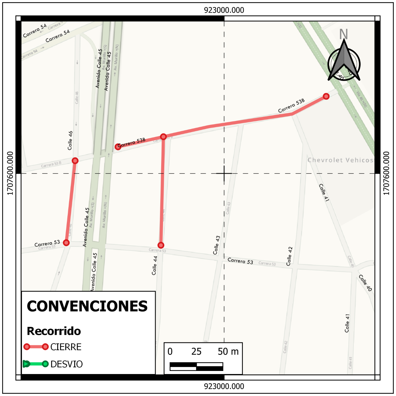 Mapa cierres viales por evento cultural