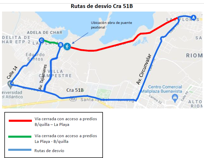 Mapa cierre de vías.