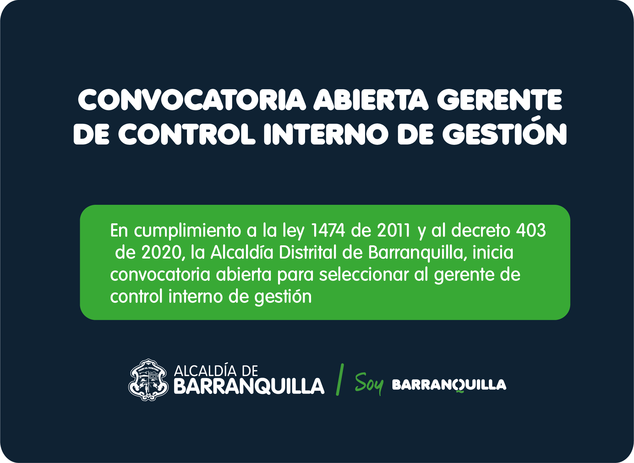 Banner convocatoria abierta a Gerente de Control Interno de Gestión.