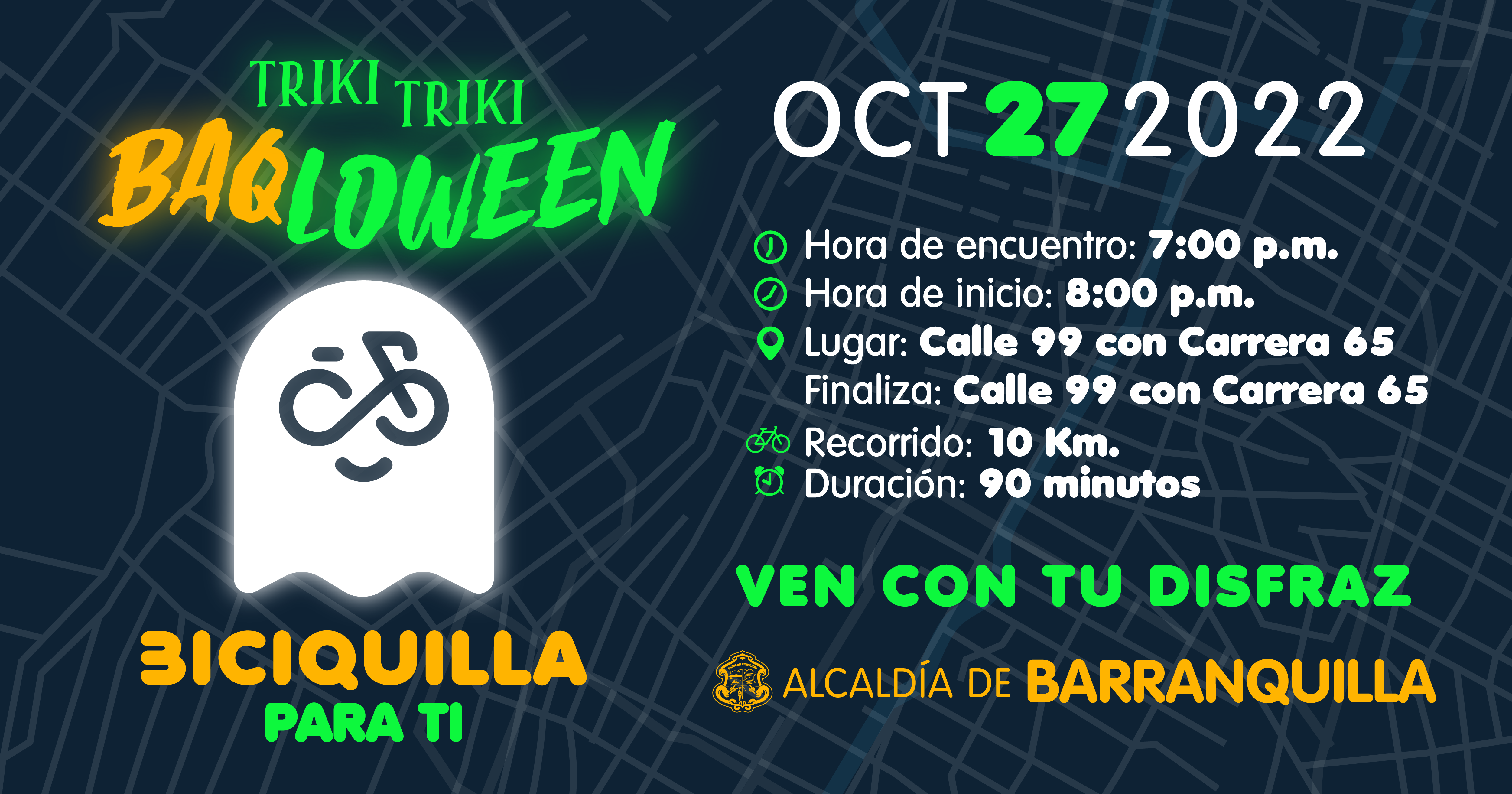 Banner invitación Biciquilla en Halloween