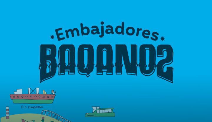 Banner fondo azul y barco con leyenda embajadores Baqana2