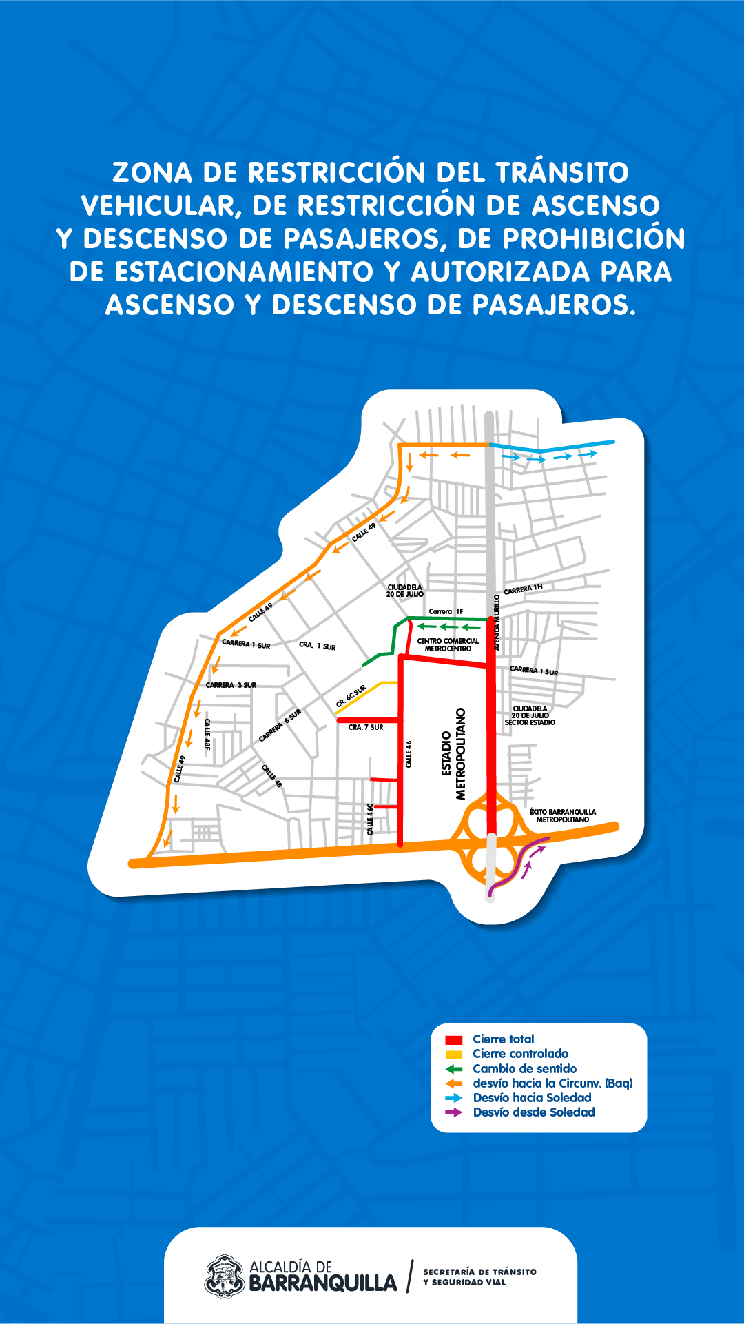 Mapa movilidad partido Selección Colombia