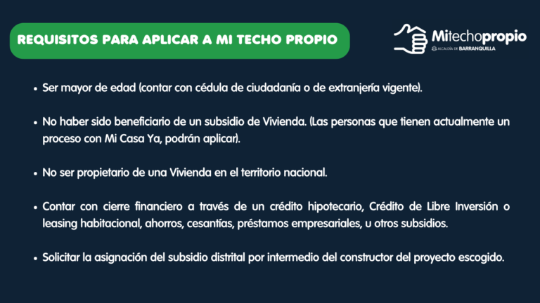 Requisitos para aplicar a mi techo propio