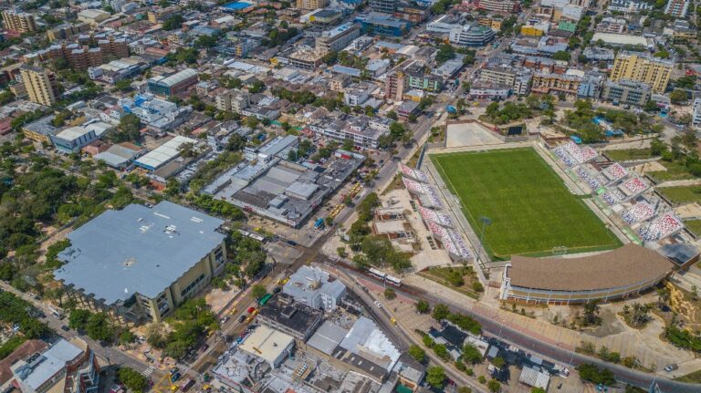 Vista aérea del estadio Moderno