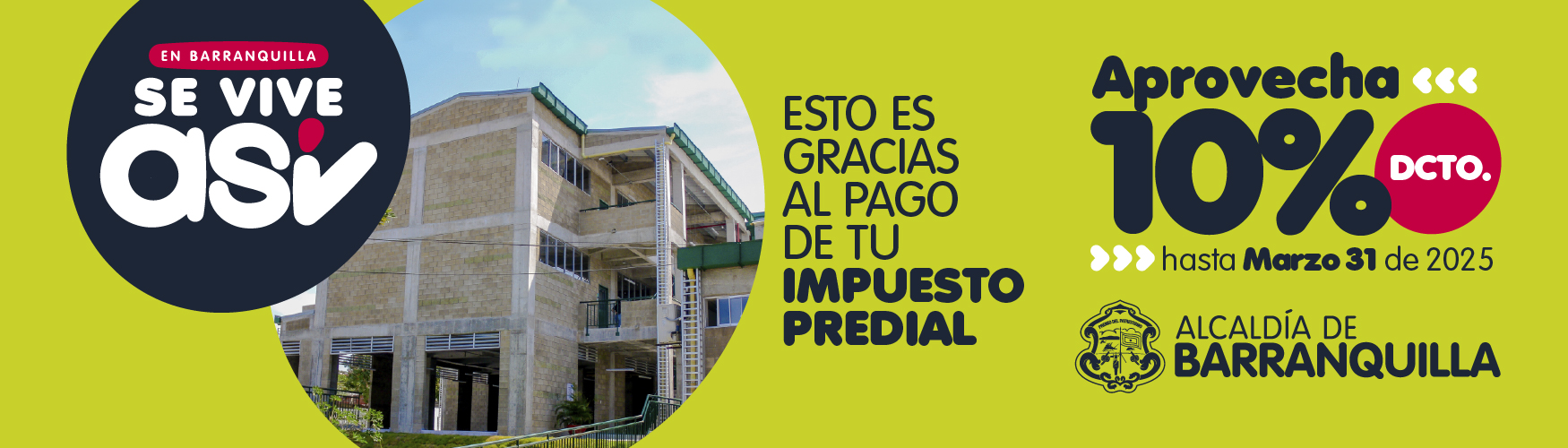 Banner 10% descuento en el pago del impuesto predial en Barranquilla.