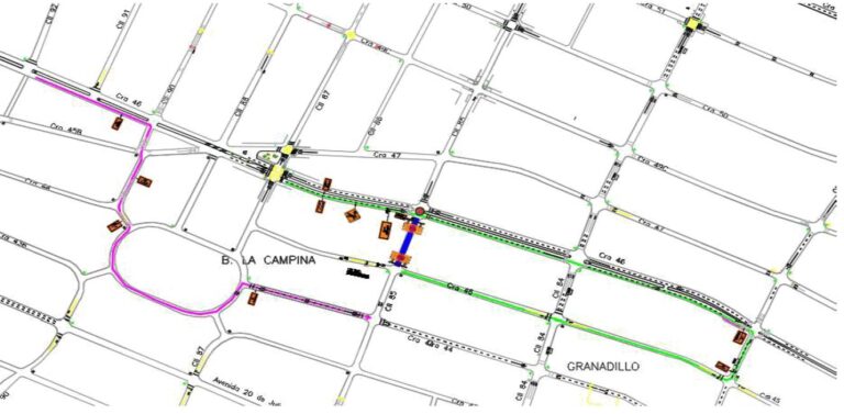 Mapa de esquema de desvíos y señalización Consorcio Arroyo de la 85.