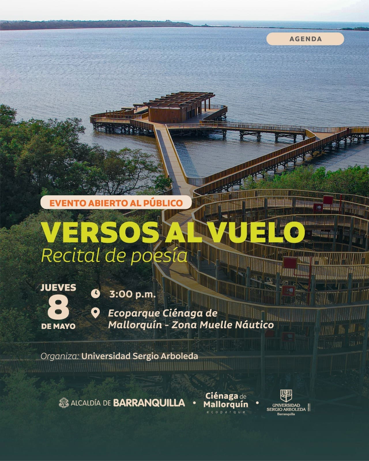 Aviso de invitación al recital de Poesía Versos al Vuelo