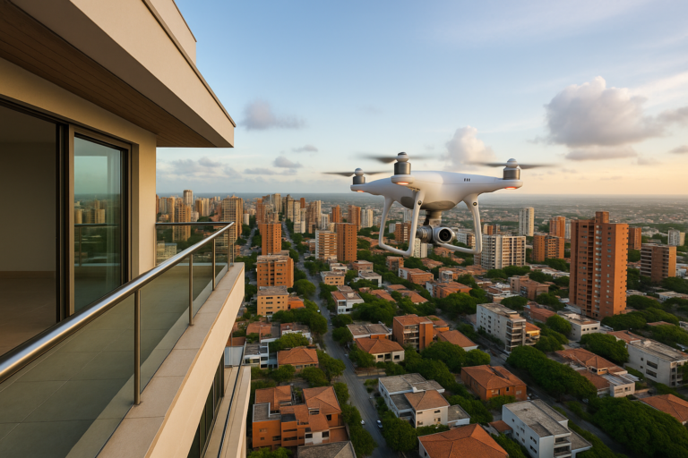 Dron sobrevolando la ciudad
