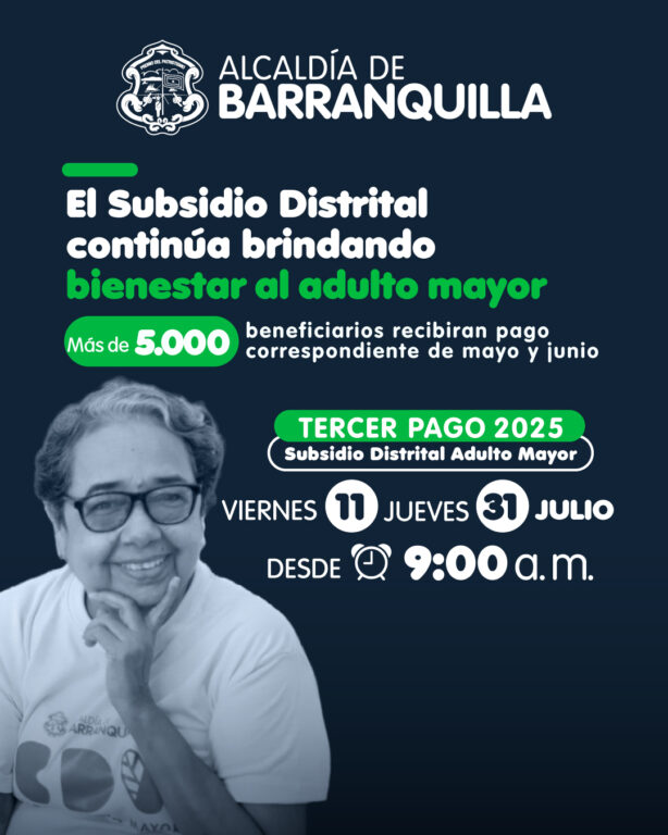 Portada del Subsidio Distrital adulto mayor tercer pago incluye fechas