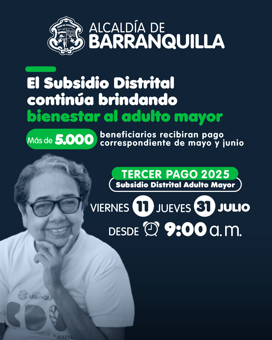 Portada del Subsidio Distrital adulto mayor tercer pago incluye fechas