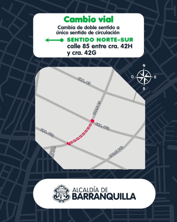 Mapa cierre vial calle 85 entre cra 42H y cra 42G