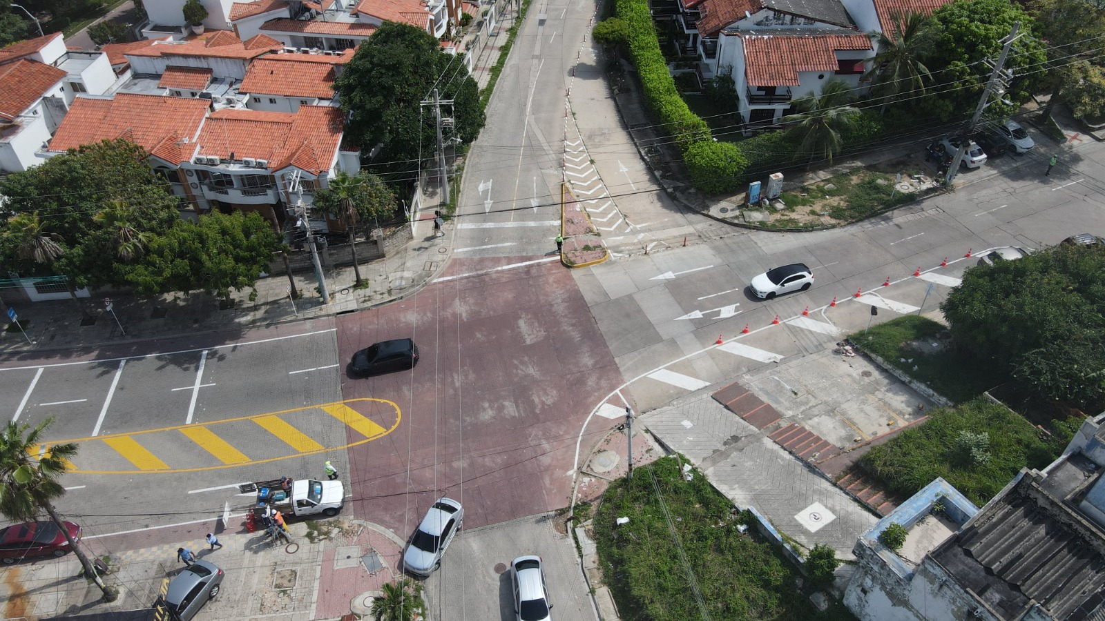 Vista aérea de intercesión vial en calles de Barranquilla.
