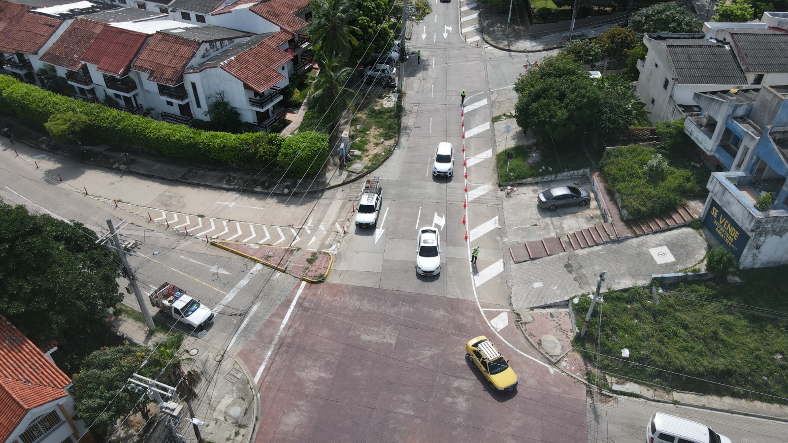Vista aérea de intercesión vial en calles de Barranquilla.
