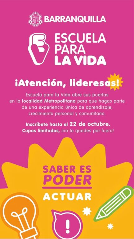 aviso de invitación para inscribirse a la escuela para la vida