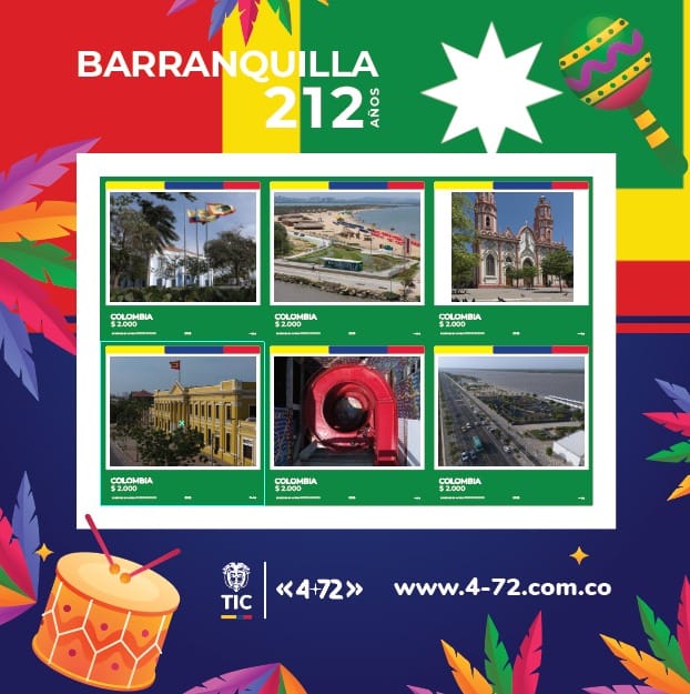 estampilla con sitios icónicos de Barranquilla