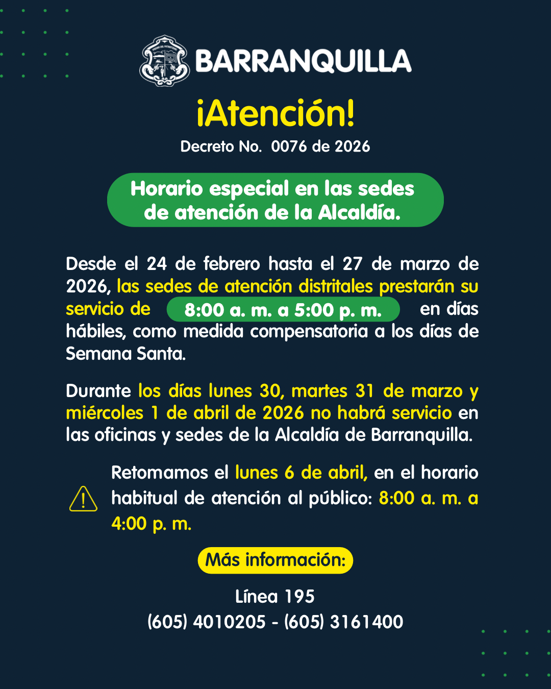 pieza grafica horario especial Semana Santa